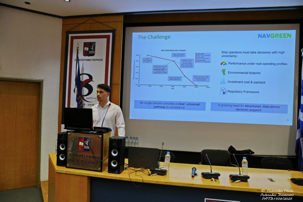 PhD Candidate Konstantinos Papaefthymiou showcasing NAVGREEN project results generated via ShipFORCE.